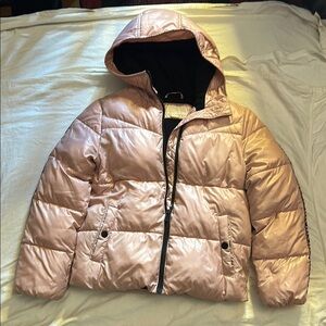 Micheal Kors Light Pink Puffer Jacket with Hood and Insulation